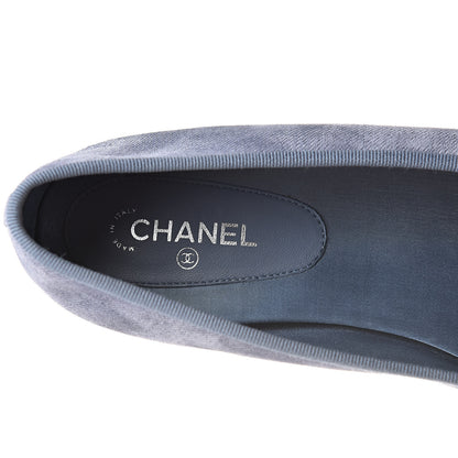 Chanel Satin Denim Goatskin CC Cap Toe Ballerina Flats 39.5 Blue 10 of 15