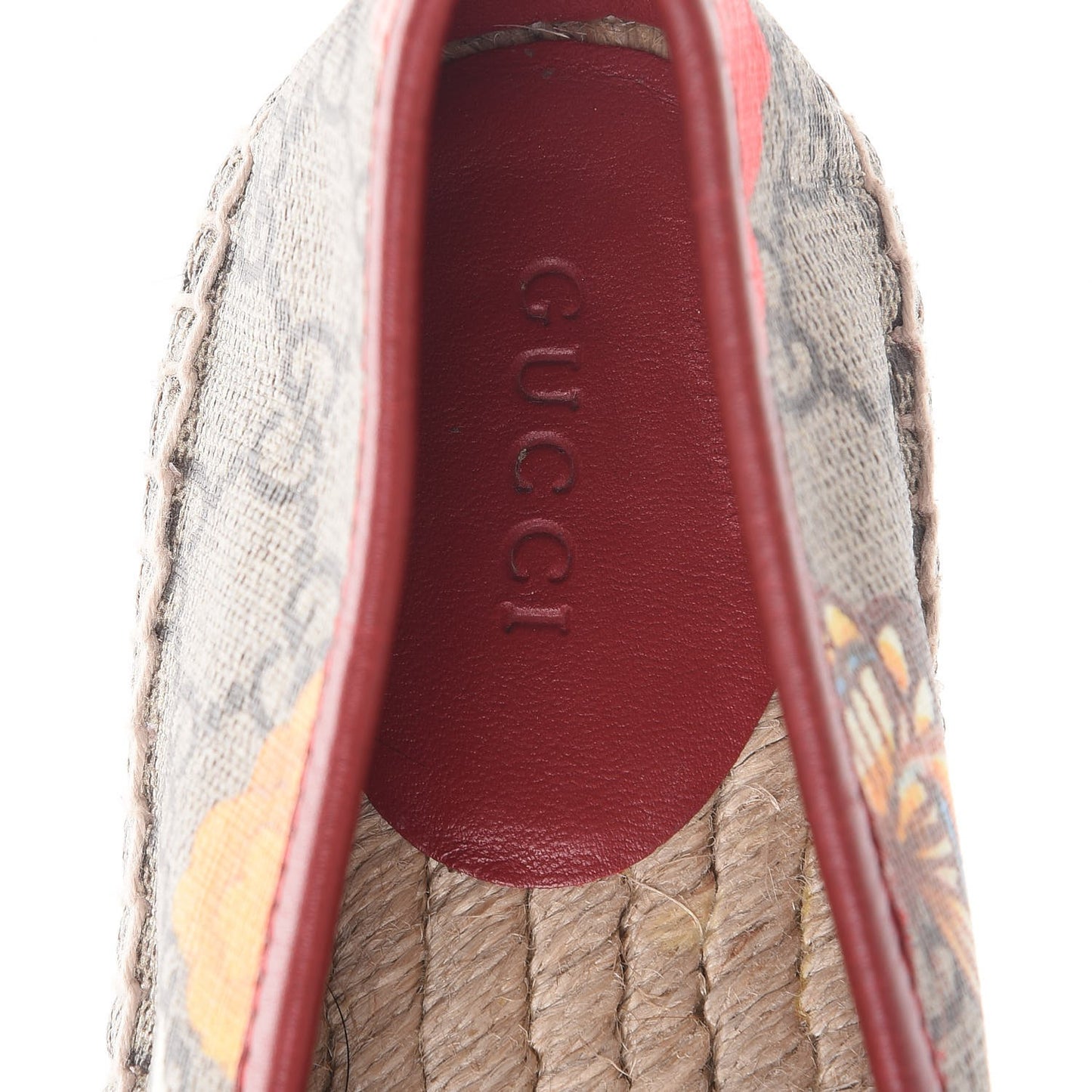 GG Supreme Monogram Tian Womens Espadrilles 35.5 Beige Multicolor Red
