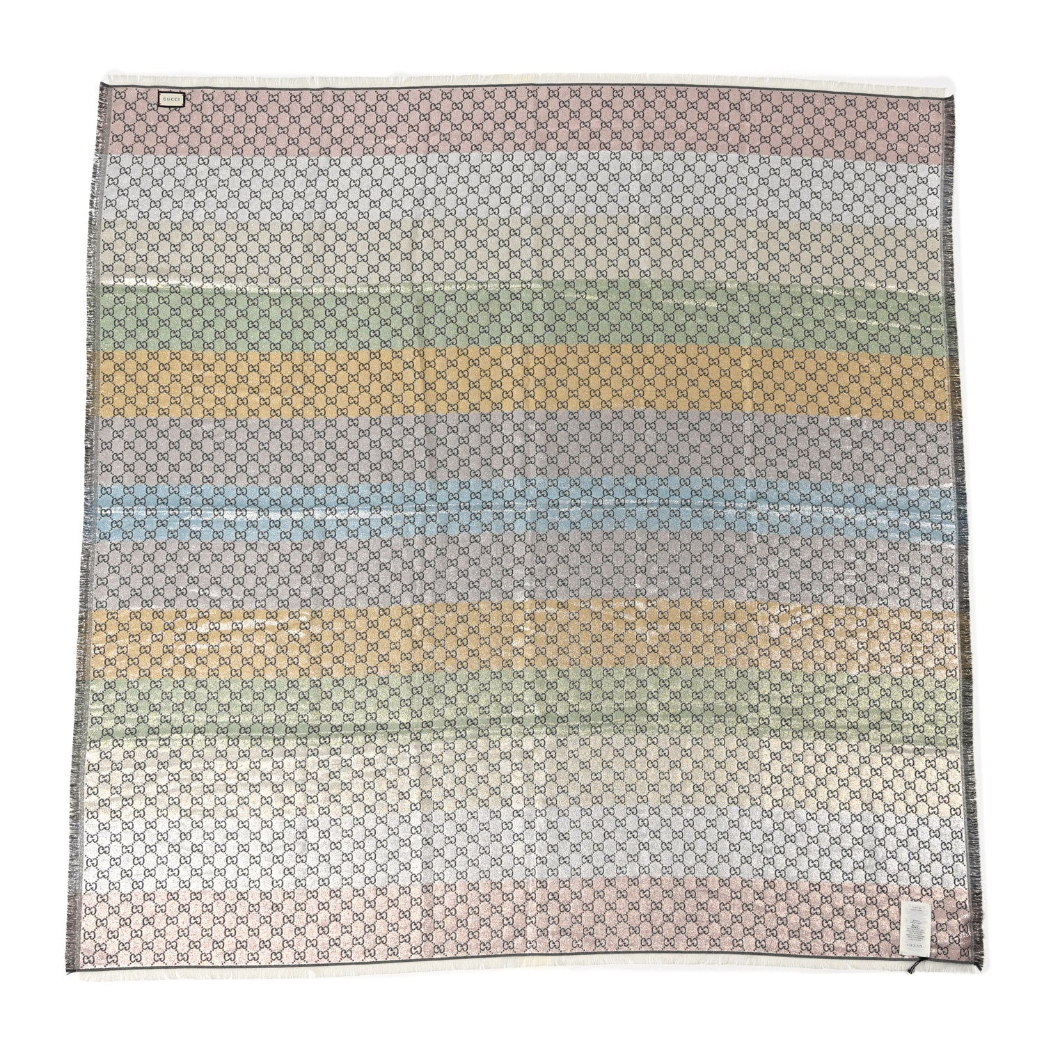 Gucci Viscose Cotton Silk Jacquard GG Monogram Shiny Summer Square Shawl Lead Multicolor 1 of 6