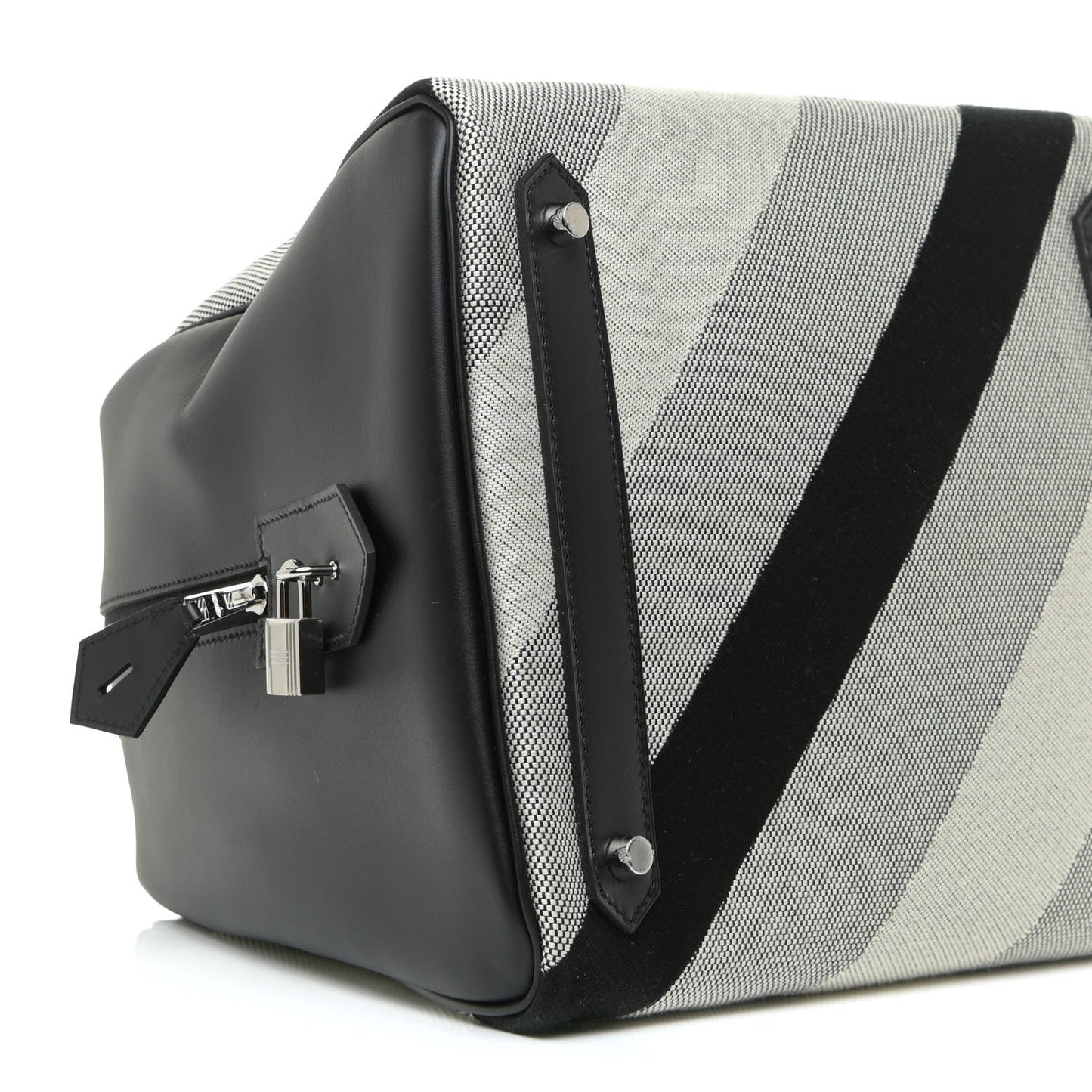 Toile H Sombrero II Bayadere Cavour Bag Ecru Black
