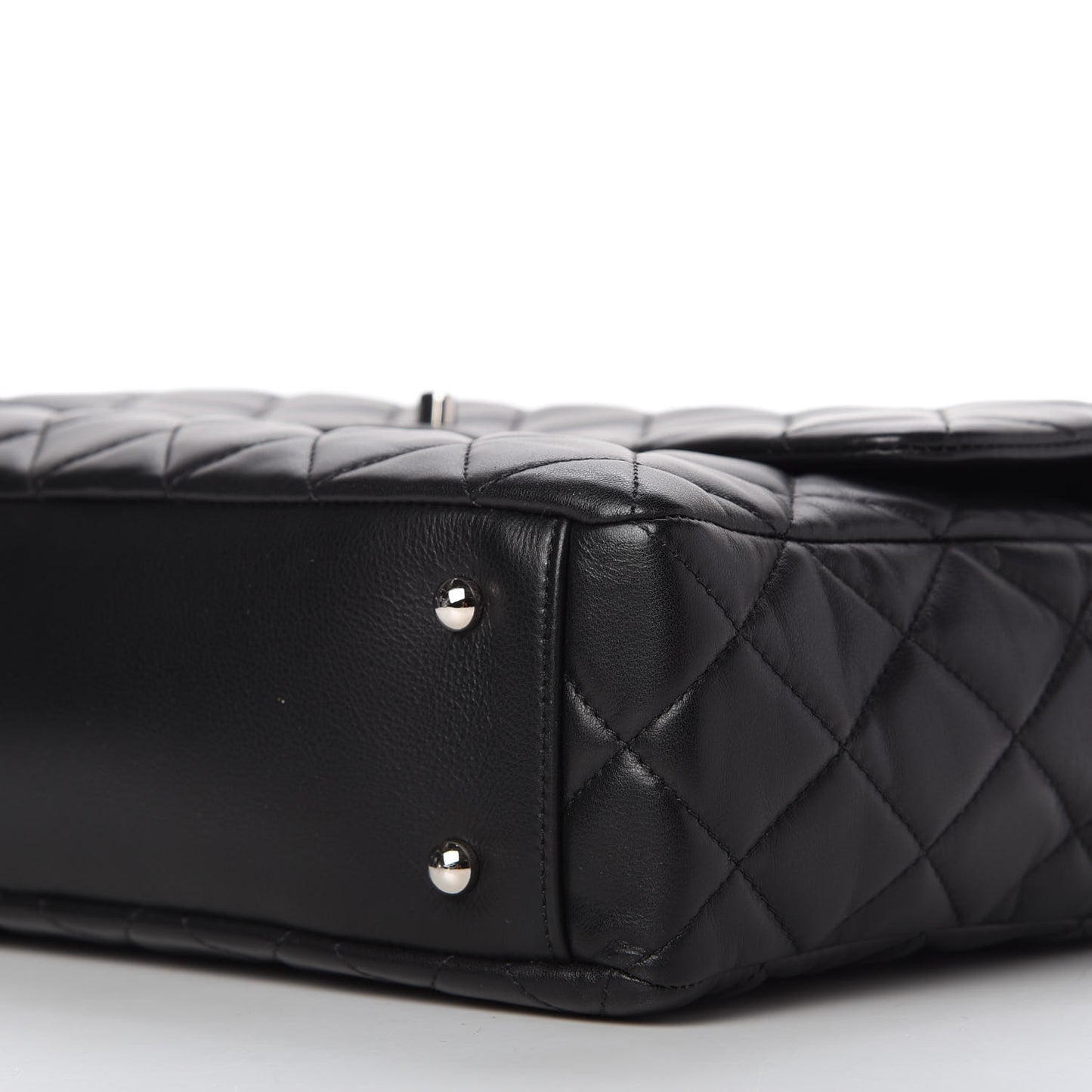 Lambskin Quilted Bowler Flap Shoulder Bag Black