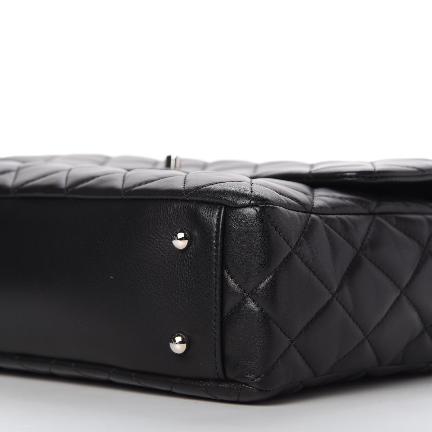 Chanel Lambskin Quilted Bowler Flap Shoulder Bag Black 7 of 14