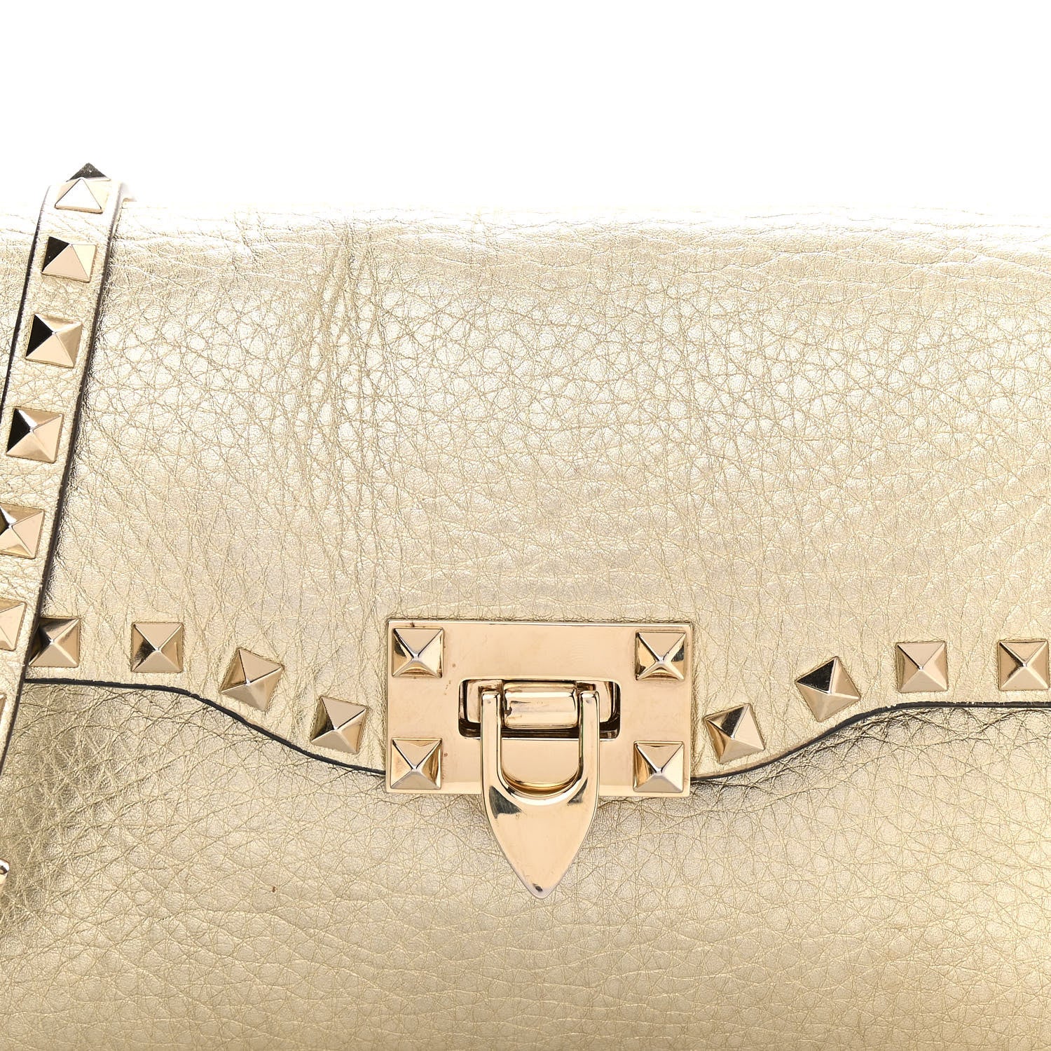 Valentino Garavani Metallic Pebbled Calfskin Medium Rockstud Flip Lock Crossbody Bag Platino 7 of 10