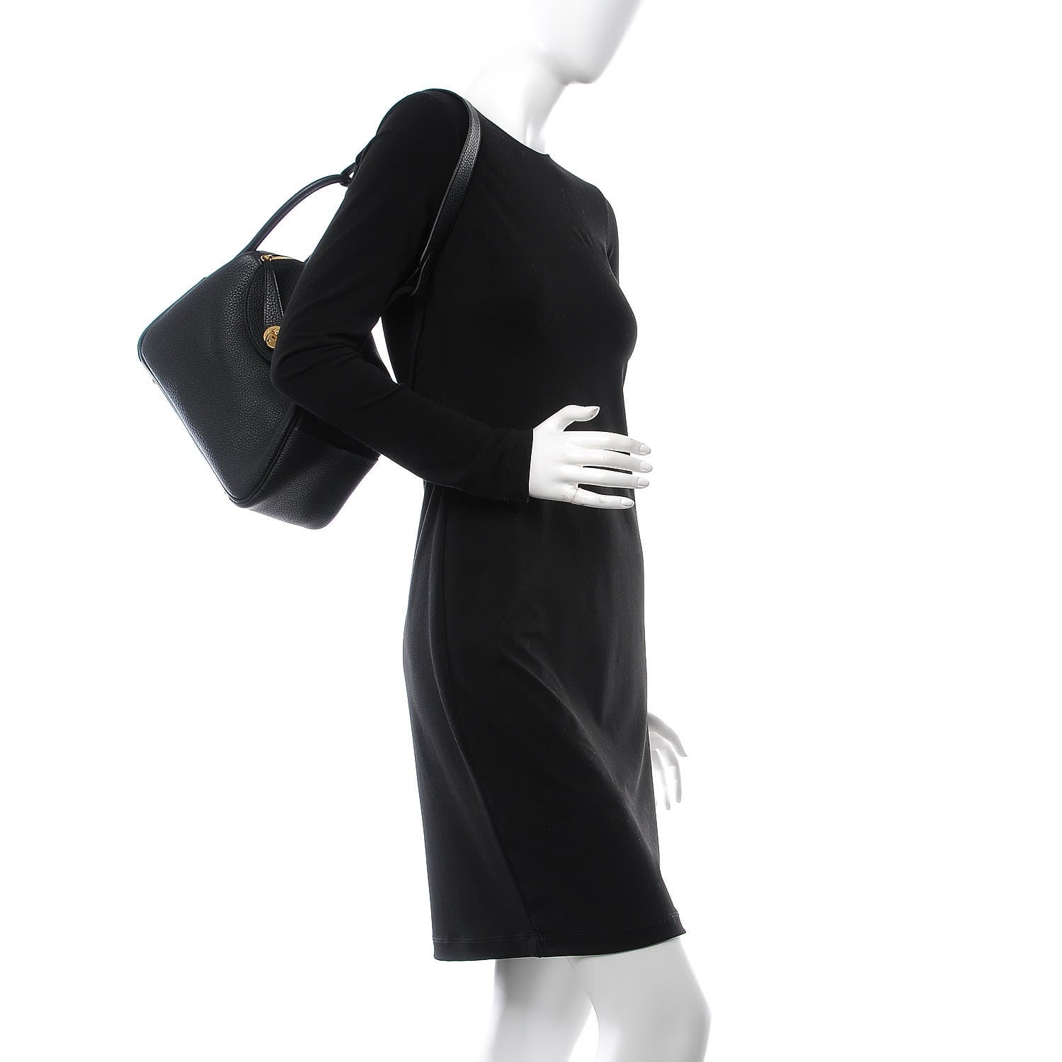 Hermes Taurillon Clemence Lindy 26 Black 2 of 8