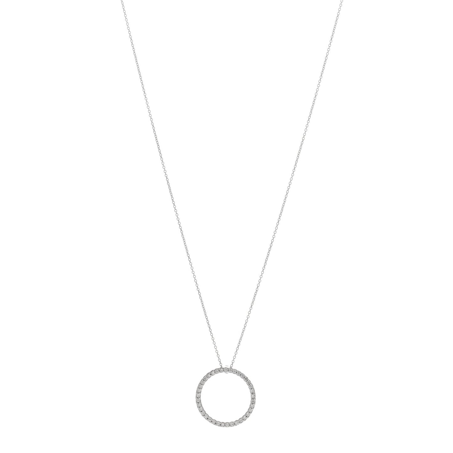 18K White Gold Diamond Medium Tiny Treasures Circle Pendant Necklace