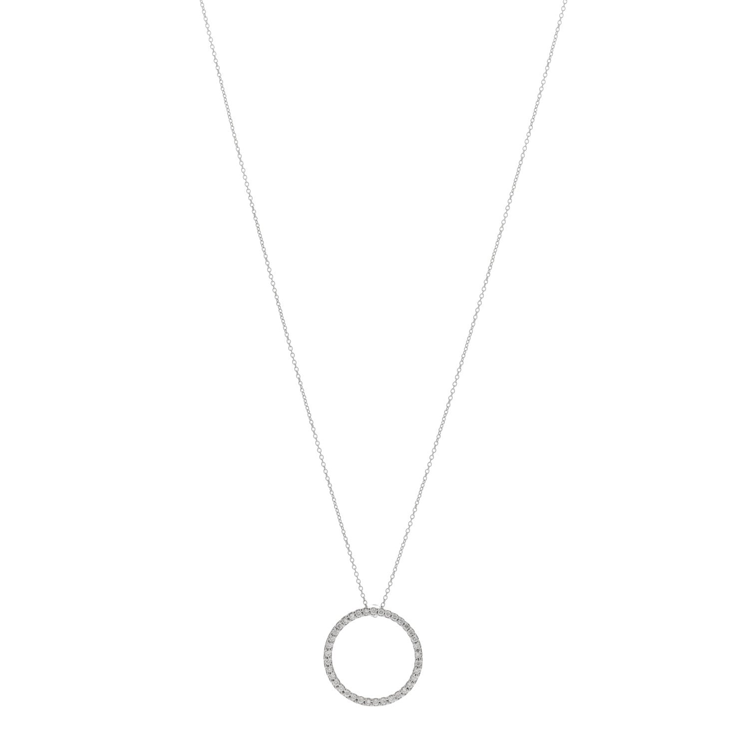 Roberto Coin 18K White Gold Diamond Medium Tiny Treasures Circle Pendant Necklace 1 of 4