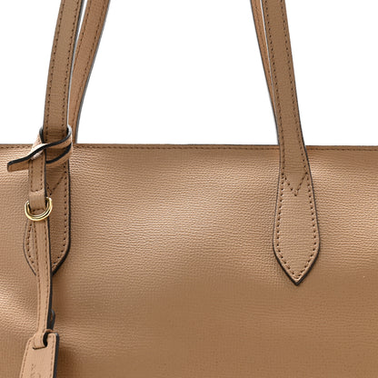 Burberry Grainy Calfskin Haymarket Check Medium Ardwell Zip Tote Camel 8 of 11