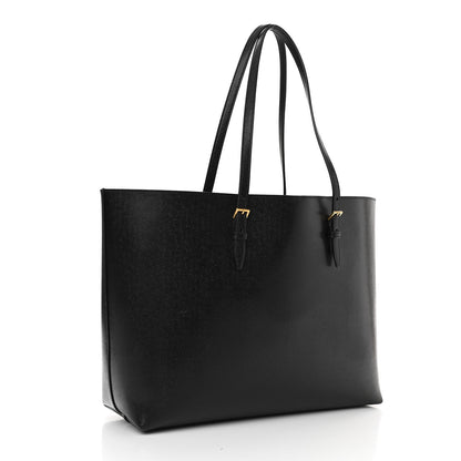 Saint Laurent Grained Calfskin E/W Large Shopping Tote Black 4 of 11