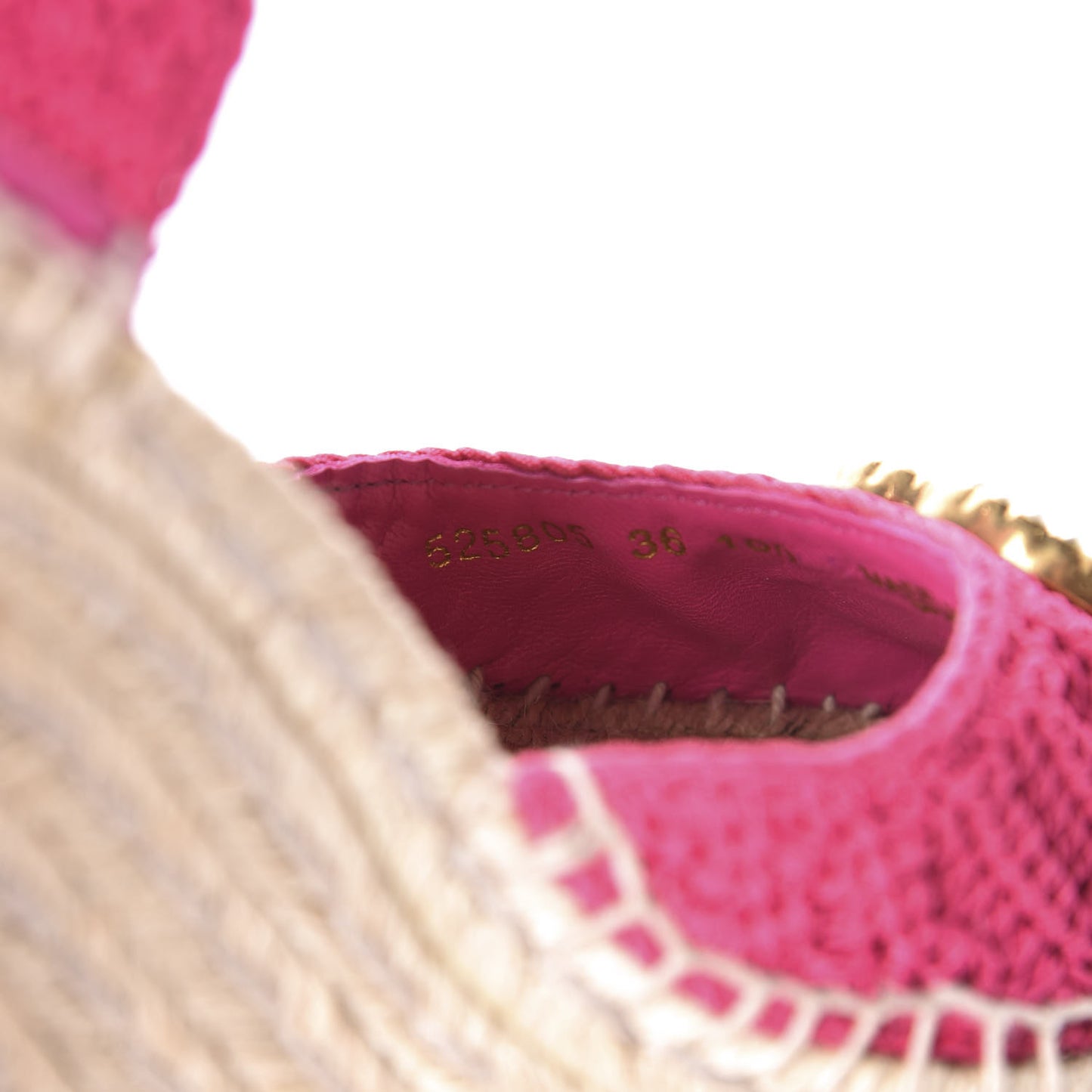 Cotton Crochet Pearly GG Ankle Wrap Platform Espadrille Wedges 36 Cyclamen Rose