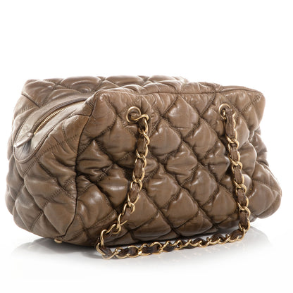 Chanel Lambskin Bubble Quilt Bowler Dark Beige 3 of 10