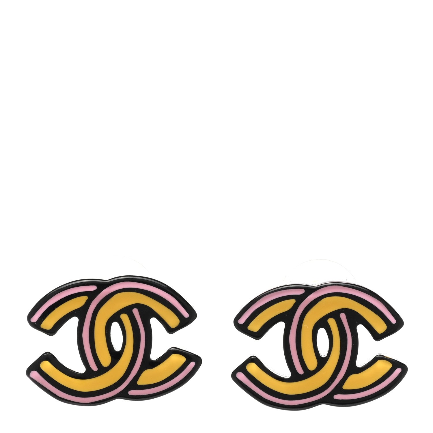 Chanel Resin CC Earrings Black Multicolor 1 of 5