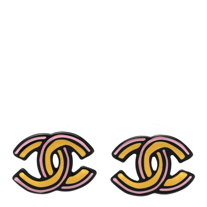 Chanel Resin CC Earrings Black Multicolor 1 of 5