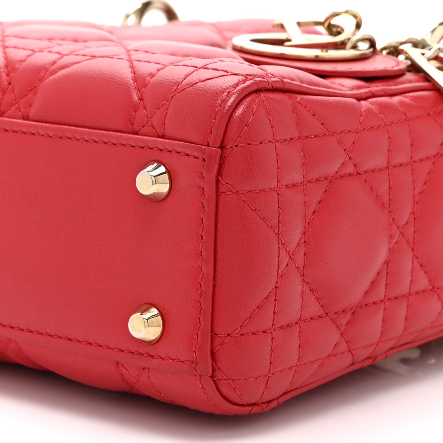 Christian Dior Lambskin Cannage Mini Lady Dior Red 10 of 10