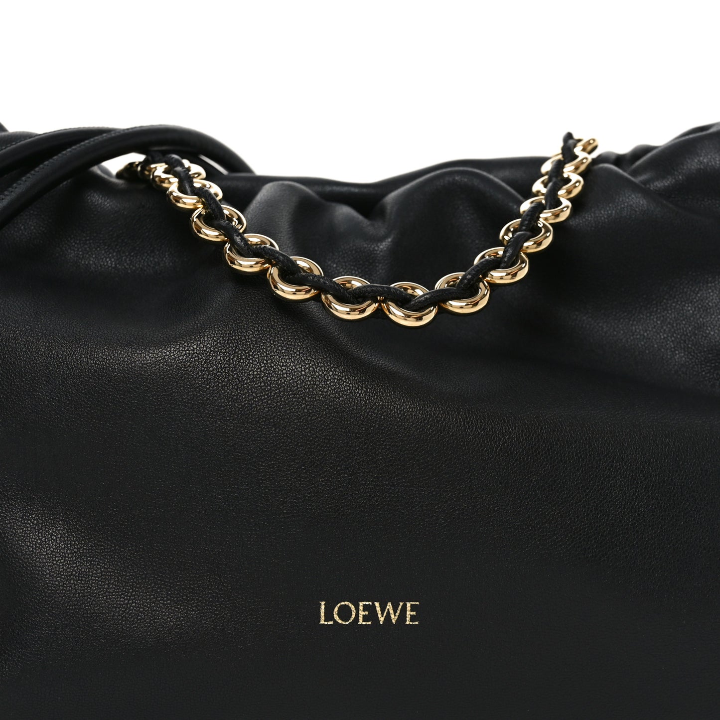 Mellow Nappa Medium Donut Chain Flamenco Knot Clutch  Black