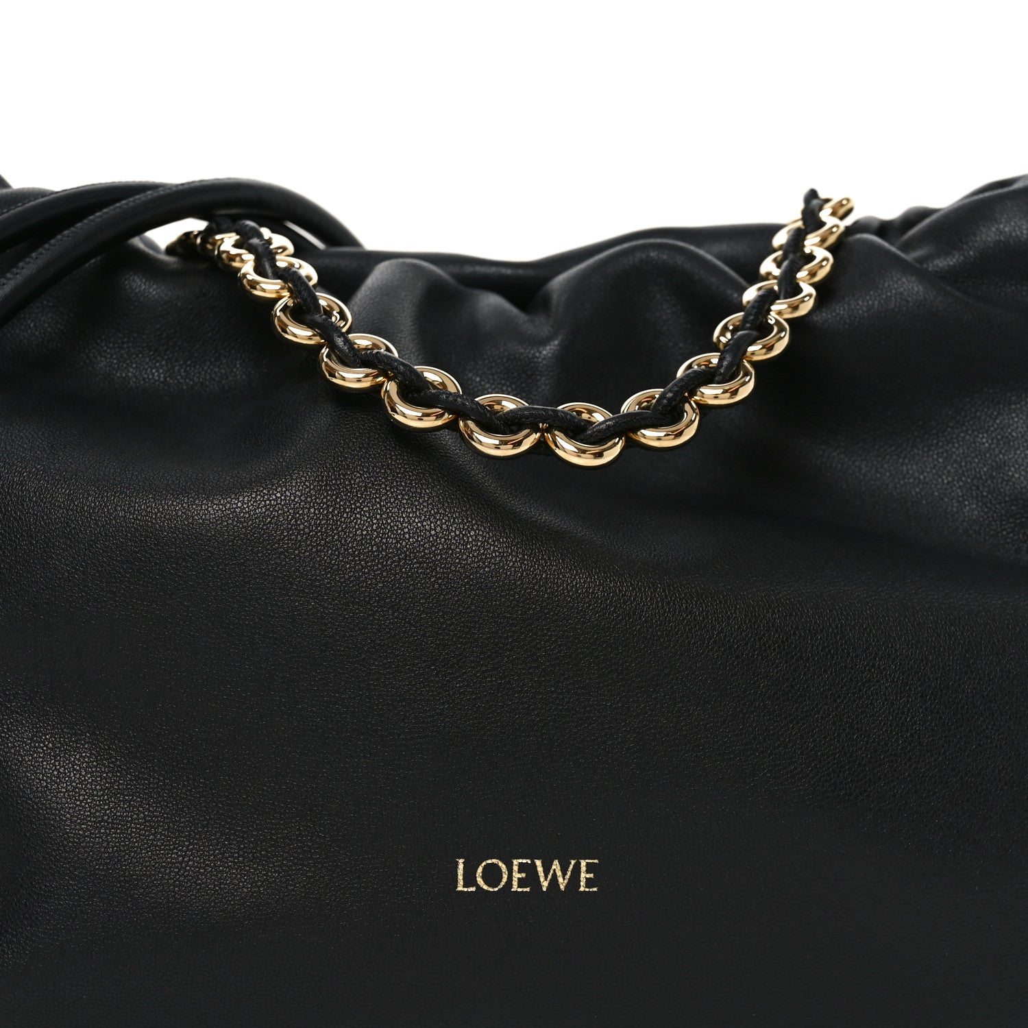 Loewe Mellow Nappa Medium Donut Chain Flamenco Knot Clutch  Black 8 of 10