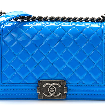Chanel Patent Calfskin Quilted Medium Boy Flap Blue 8 of 10