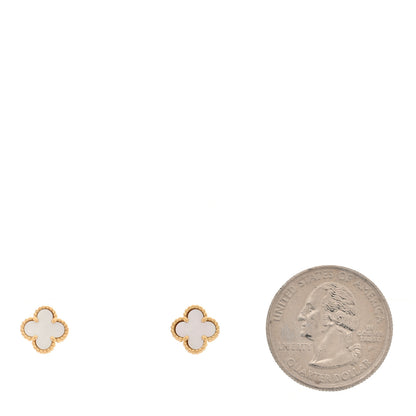 Van Cleef & Arpels 18K Yellow Gold Mother of Pearl Sweet Alhambra Earrings 2 of 5
