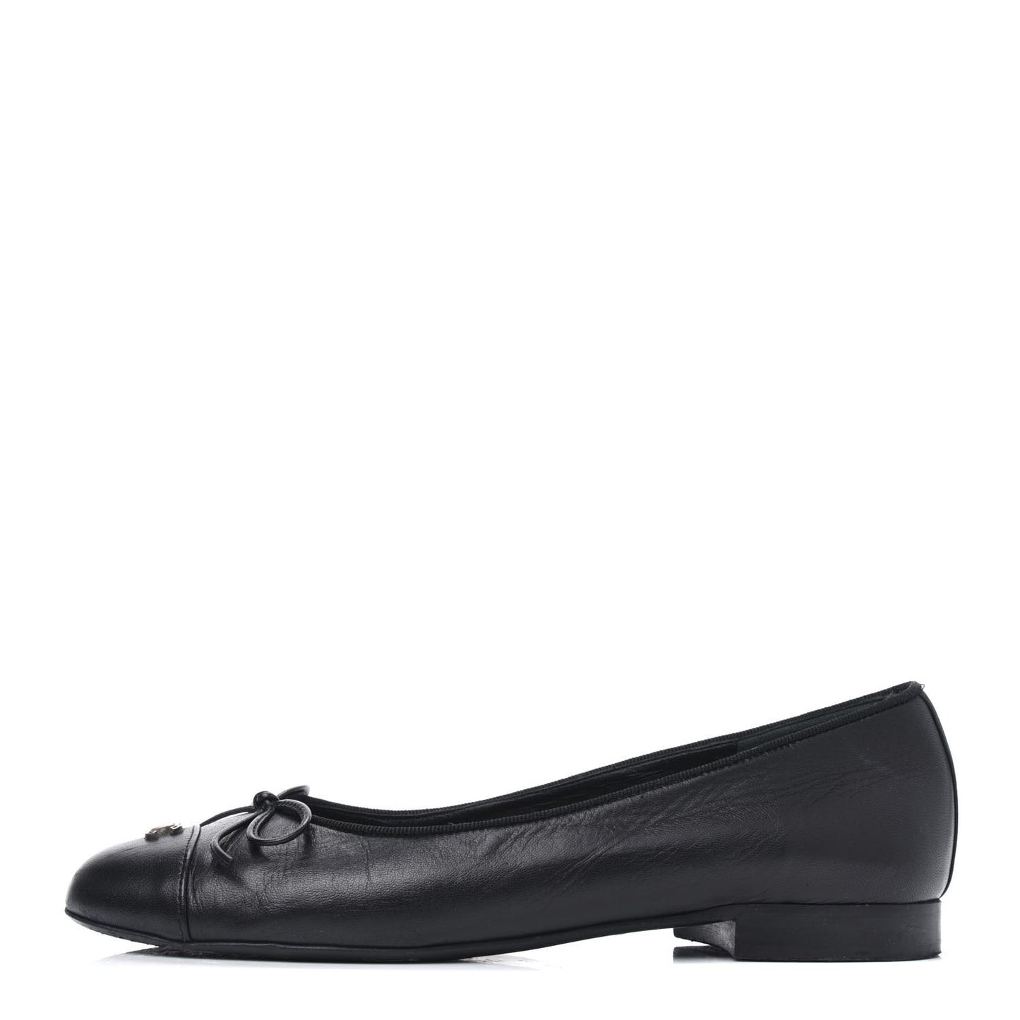 Lambskin Cap Toe CC Ballerina Flats 36 Black