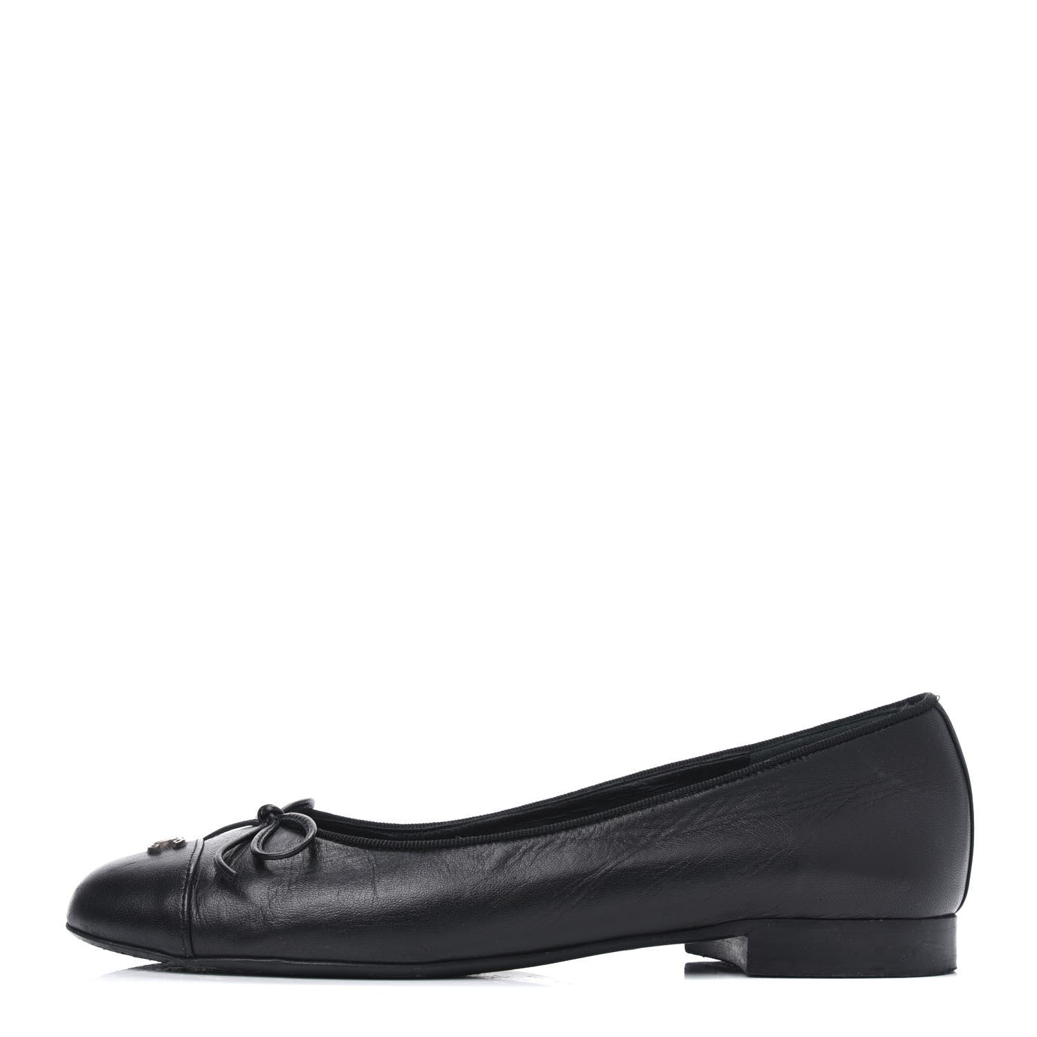 Chanel Lambskin Cap Toe CC Ballerina Flats 36 Black 1 of 10