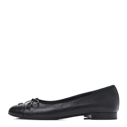 Chanel Lambskin Cap Toe CC Ballerina Flats 36 Black 1 of 10