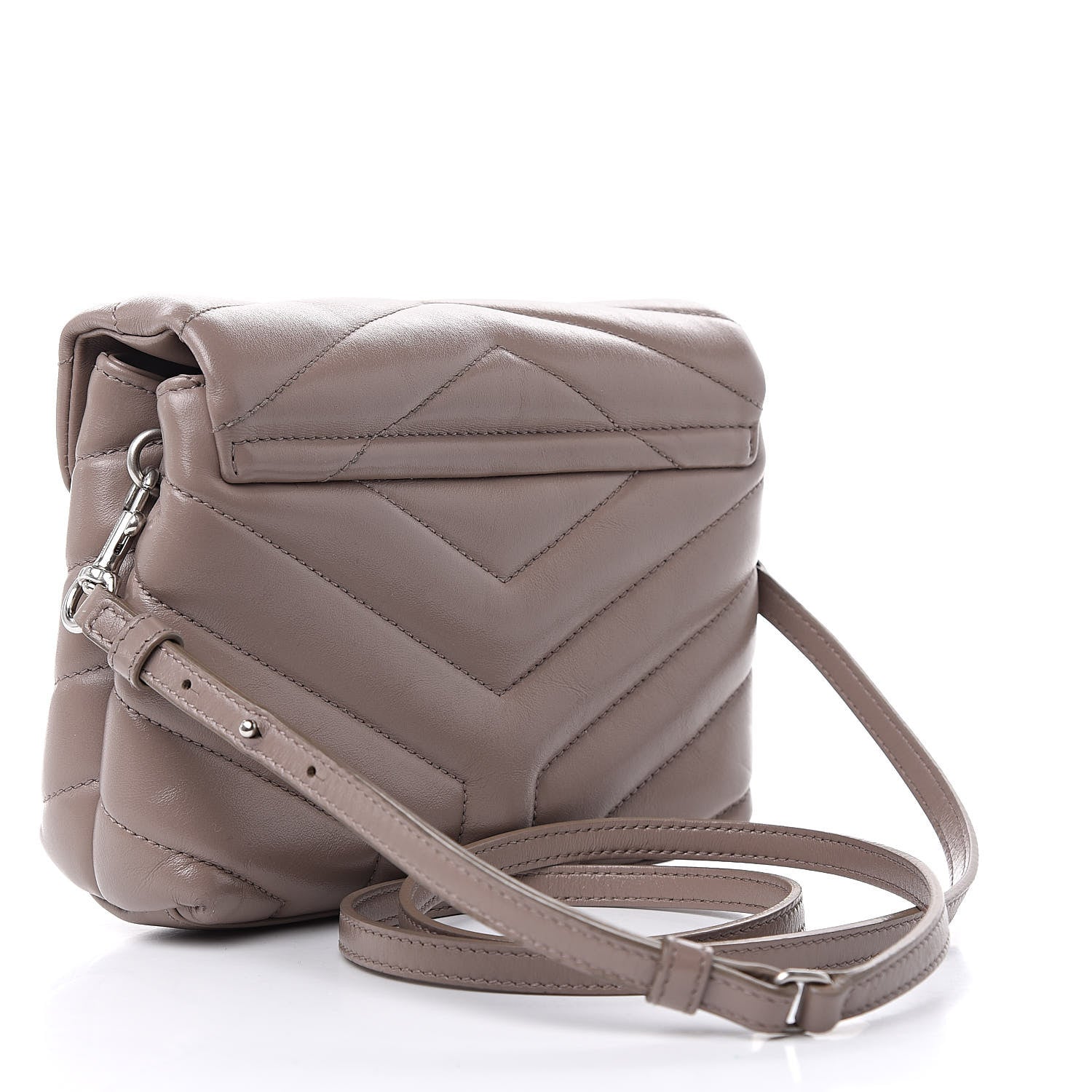 Saint Laurent Calfskin Y Quilted Toy Loulou Monogram Satchel Nude Powder 3 of 12