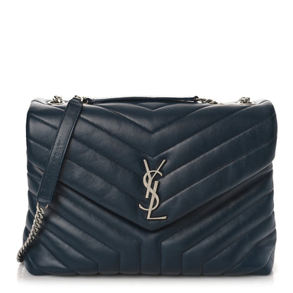 Saint Laurent Calfskin Y Quilted Monogram Medium Loulou Chain Satchel Medium Blue 1 of 8
