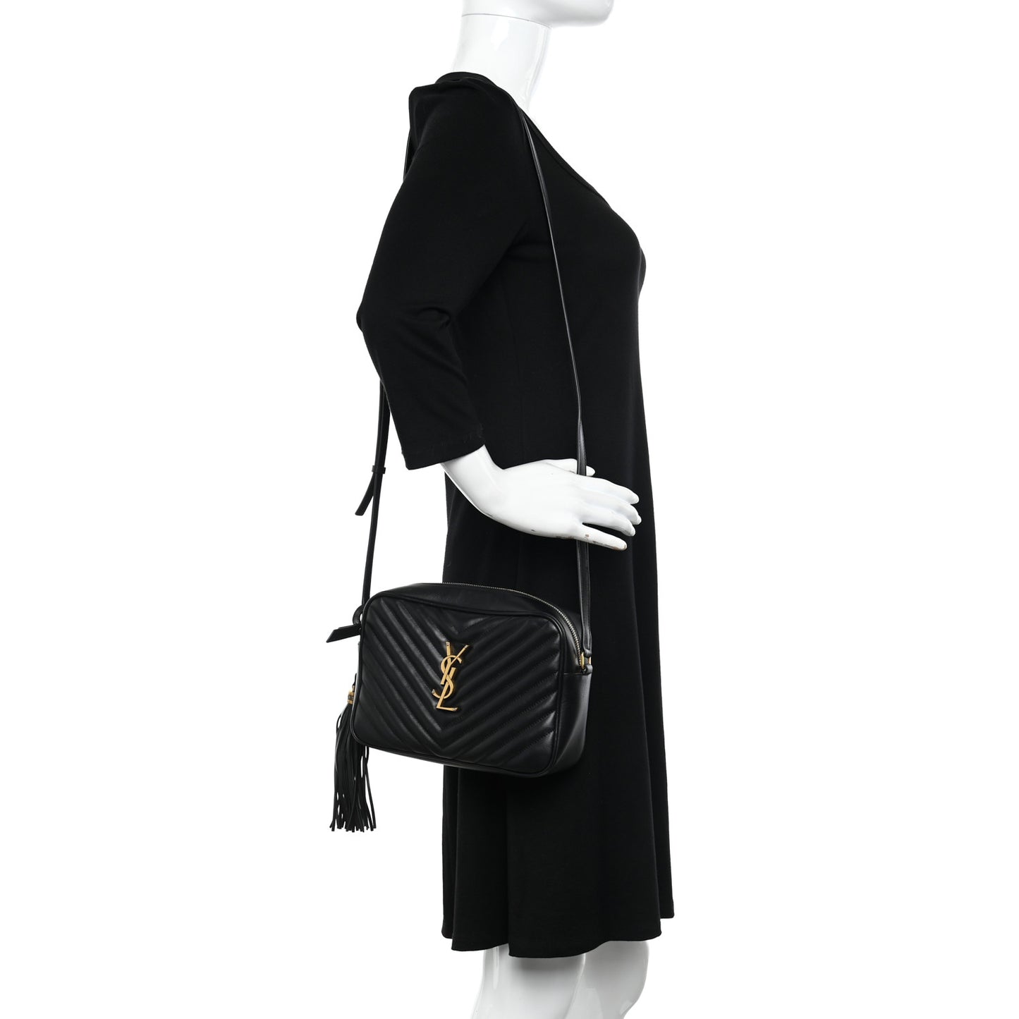 Calfskin Matelasse Monogram Lou Camera Bag Black