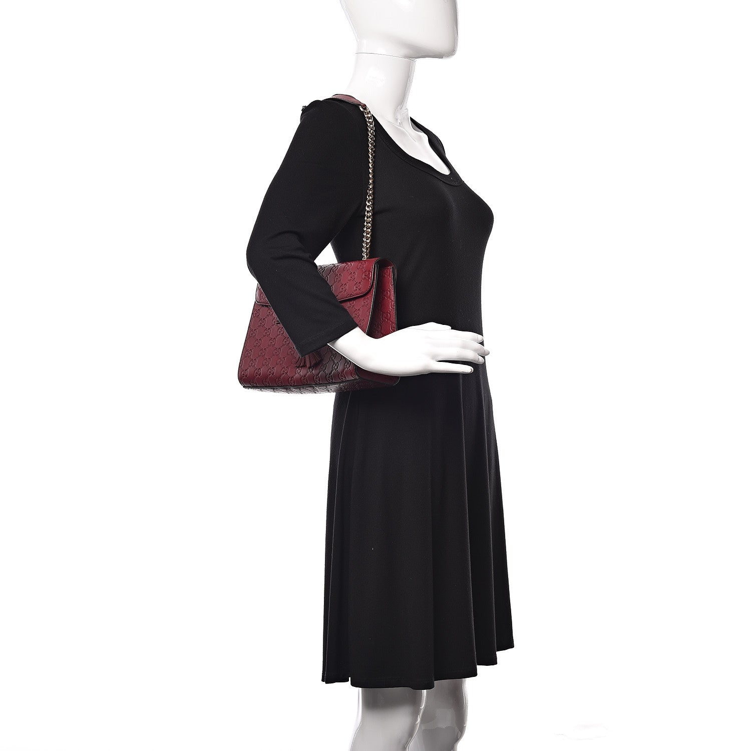 Gucci Soft Guccissima Medium Emily Chain Shoulder Bag Classic Ruby 2 of 5