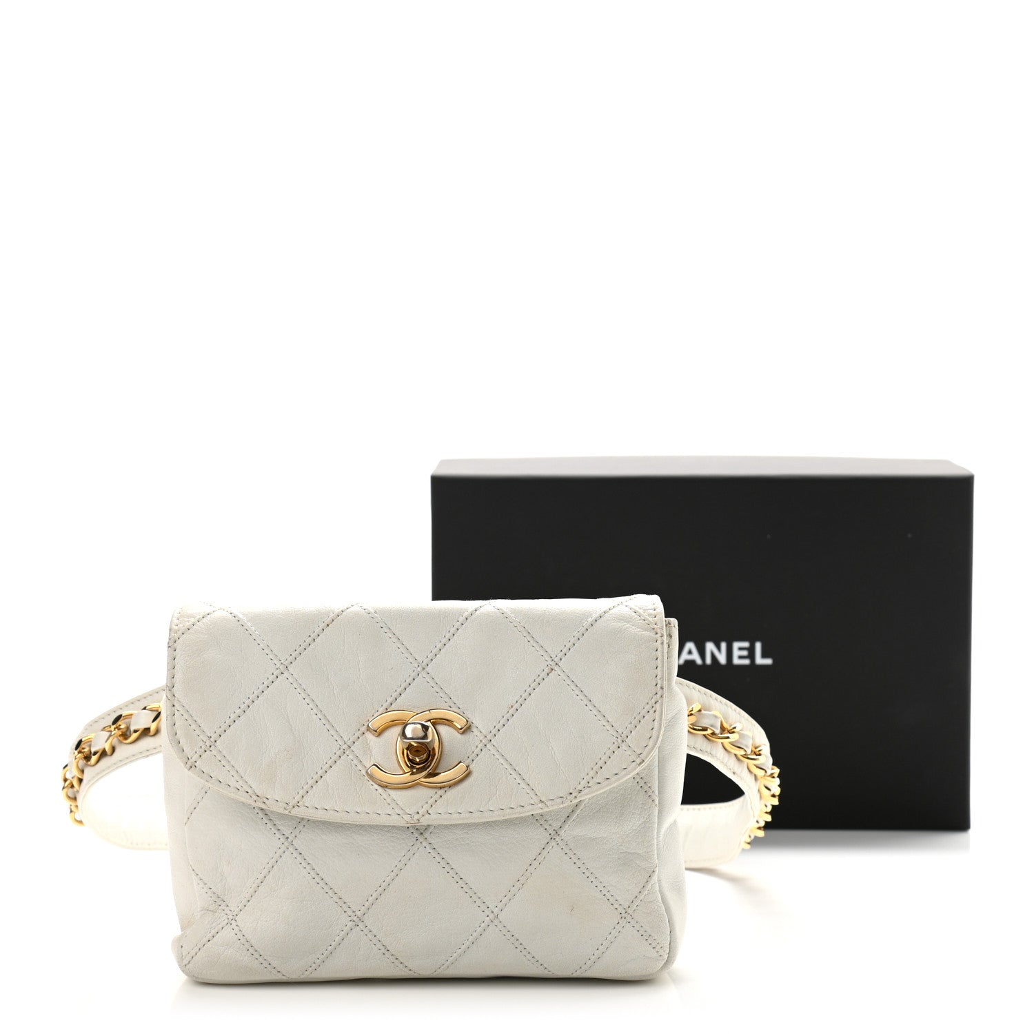 Chanel Lambskin Quilted Flap Waist Belt Bag 70 28 White 17 of 17