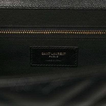 Saint Laurent Grain De Poudre Matelasse Chevron Large Monogram Satchel Black 5 of 8
