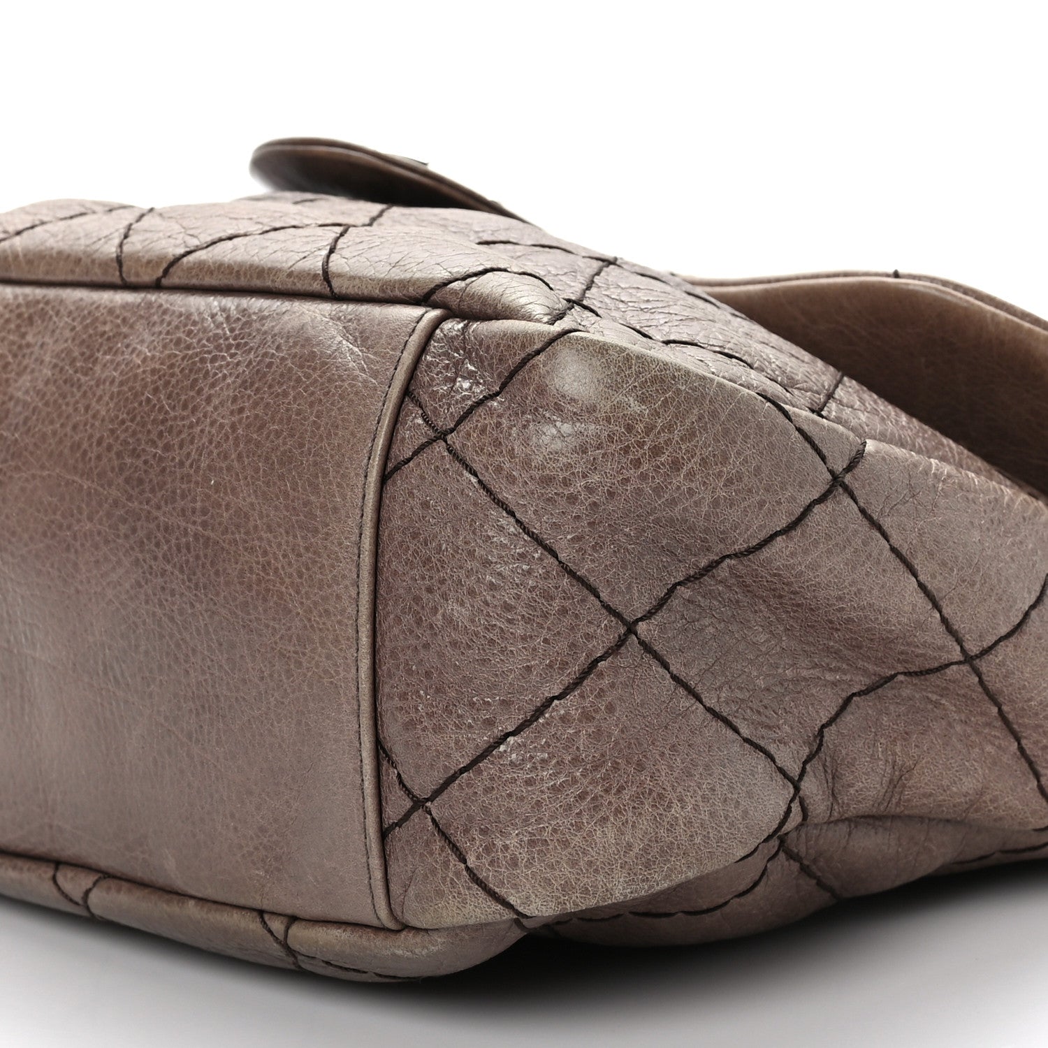 Chanel Glazed Calfskin Stitched On The Road Flap Beige 9 of 10