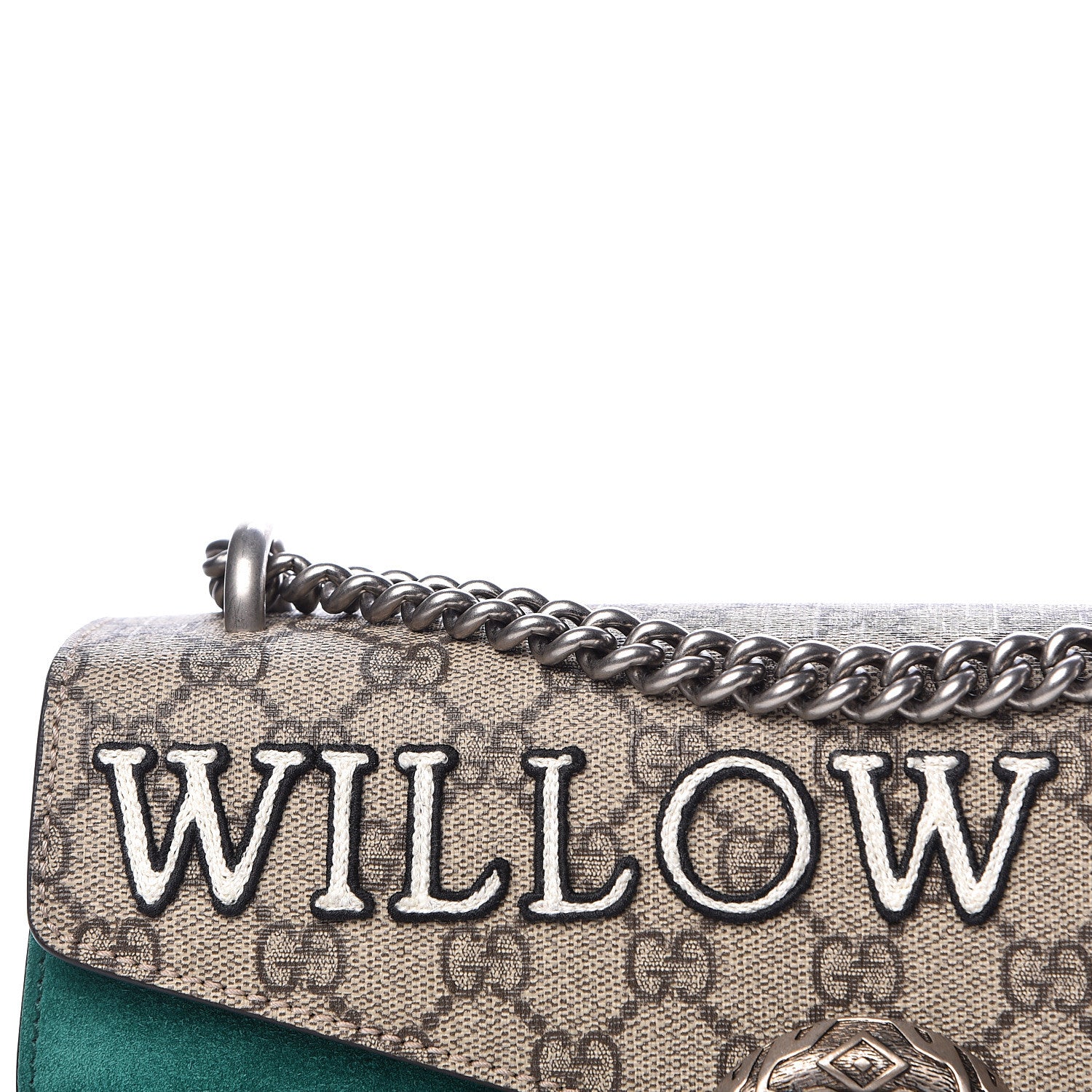 Gucci GG Supreme Monogram Willow Hill Embroidered Small Dionysus Shoulder Bag Emerald 15 of 16