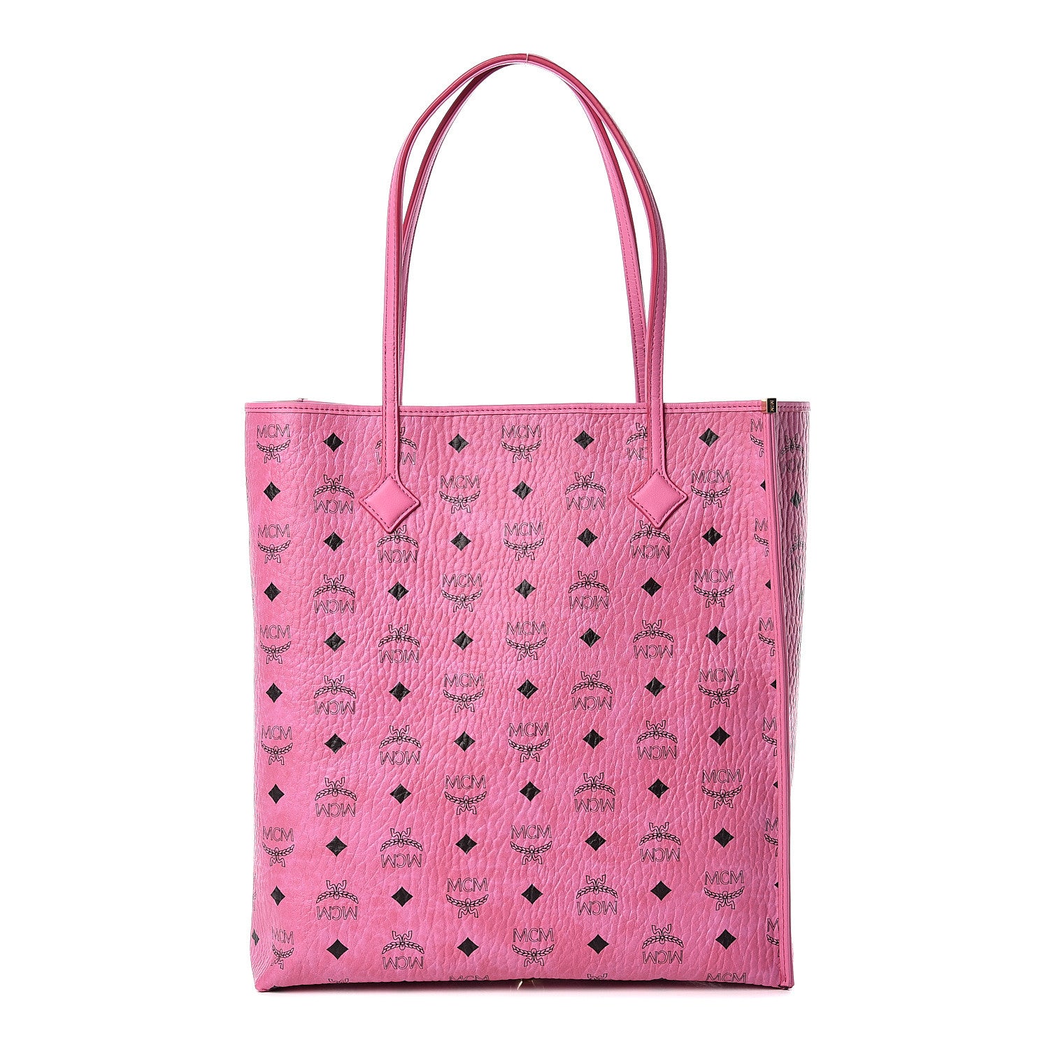 MCM Visetos Kira North South Shopper Tote Pink 3 of 10