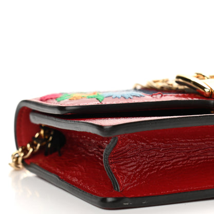 Gucci Patent Embroidered Super Mini Sylvie Chain Shoulder Bag Red 9 of 11