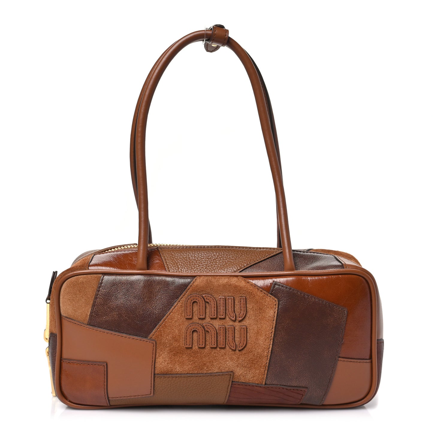 Nappa Patchwork Small Beau Top Handle Bag Cognac