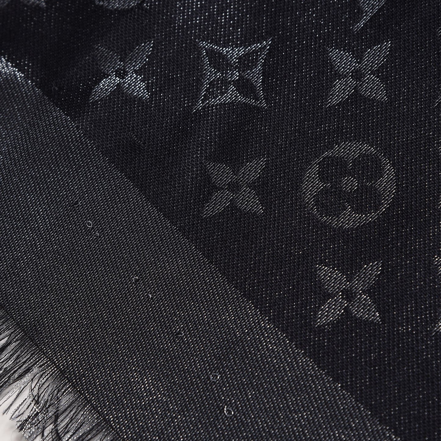 Silk Lurex Wool Monogram Shine Shawl Black