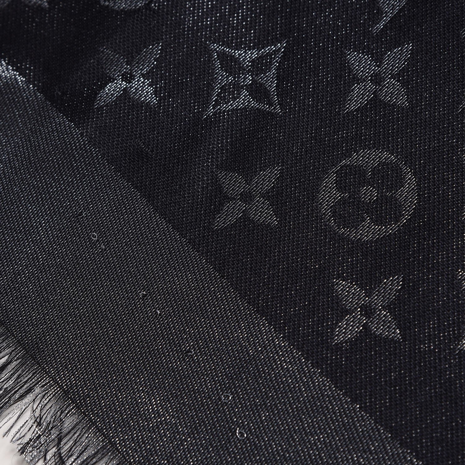 Louis Vuitton Silk Lurex Wool Monogram Shine Shawl Black 4 of 7