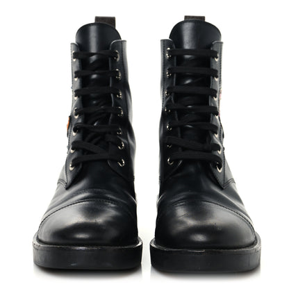 Louis Vuitton Calfskin LV Black Heart Flat Ranger Boots 37 Black 3 of 11