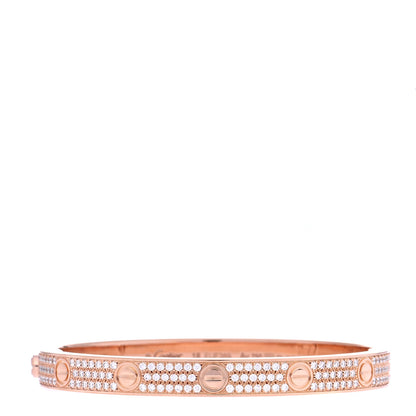 Cartier 18K Pink Gold Diamond LOVE Paved Bracelet 18 1 of 9