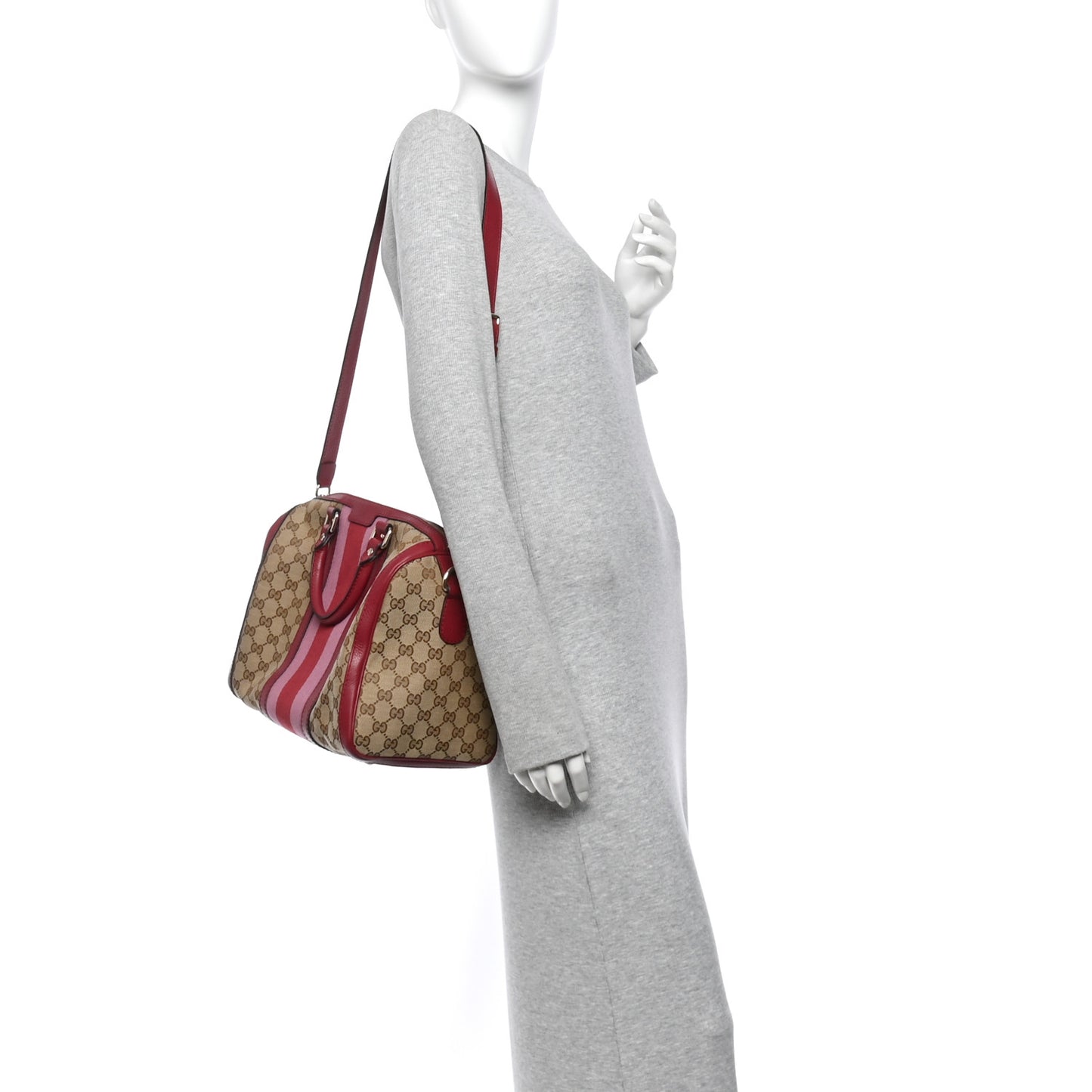 Monogram Cellarius Calfskin Vintage Web Medium Boston Beige Ebony Soft Burgundy Peonia Flower