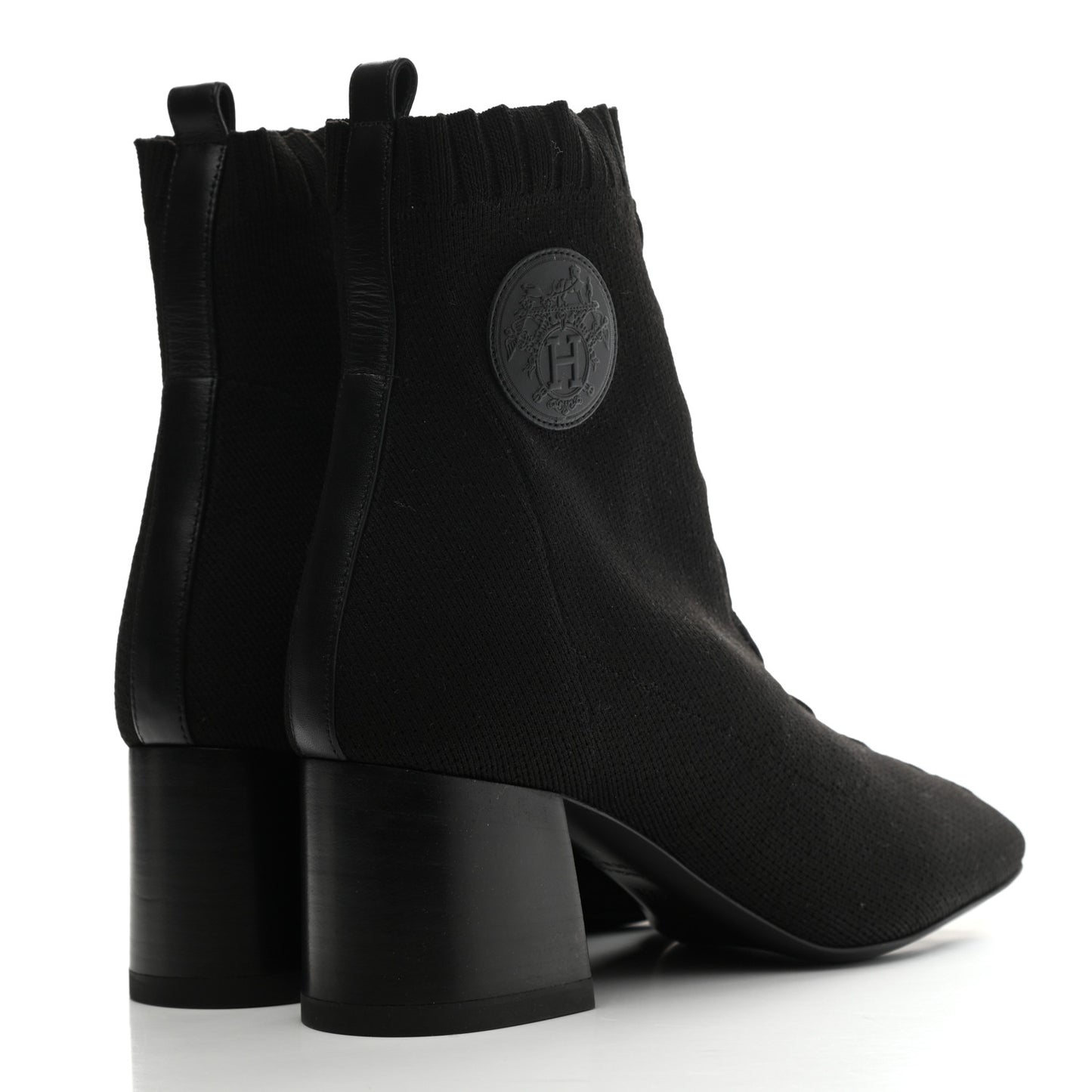 Knit Calfskin Volver Ankle Boots 37.5 Black