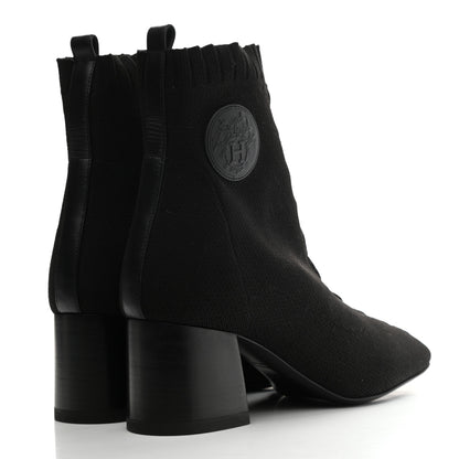 Hermes Knit Calfskin Volver Ankle Boots 37.5 Black 4 of 8