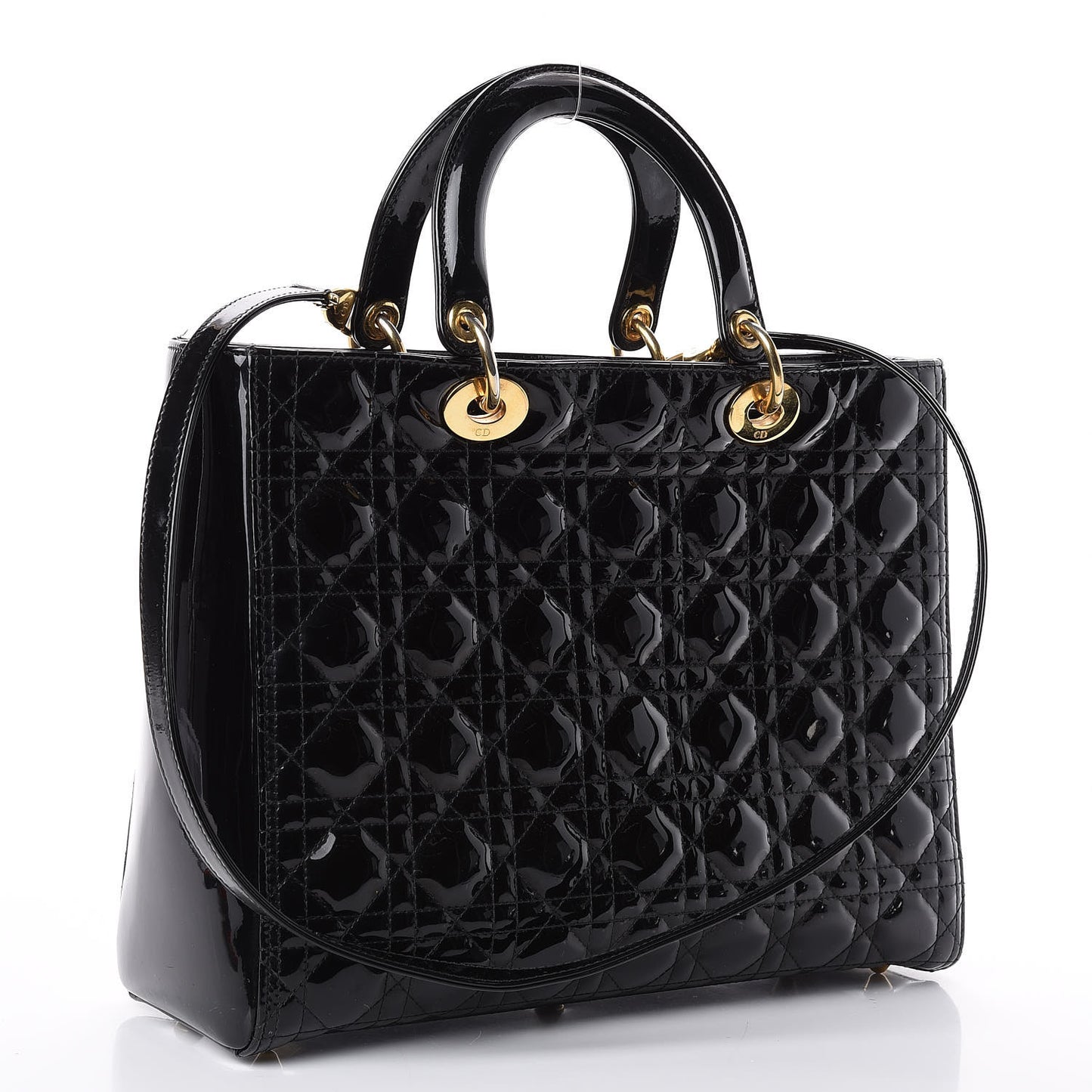 Patent Cannage Large Lady Dior Black
