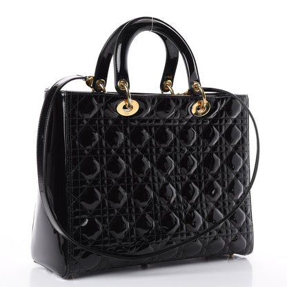 Christian Dior Patent Cannage Large Lady Dior Black 2 of 10