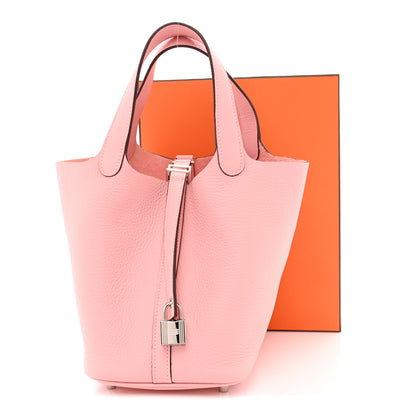 Hermes Taurillon Clemence Picotin Lock 18 PM Rose Sakura 11 of 11