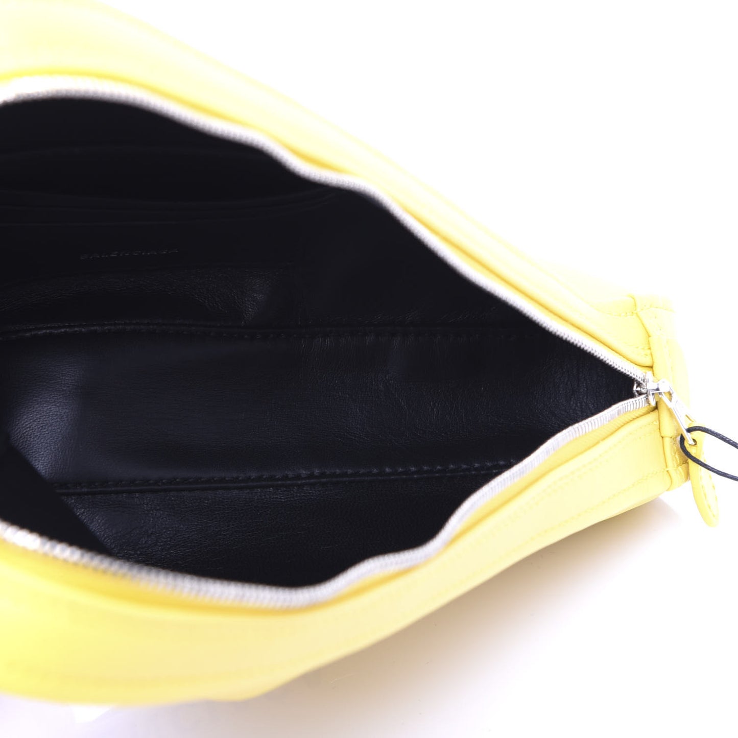 Shiny Day Calfskin Logo M Triangle Pouch Jaune Black