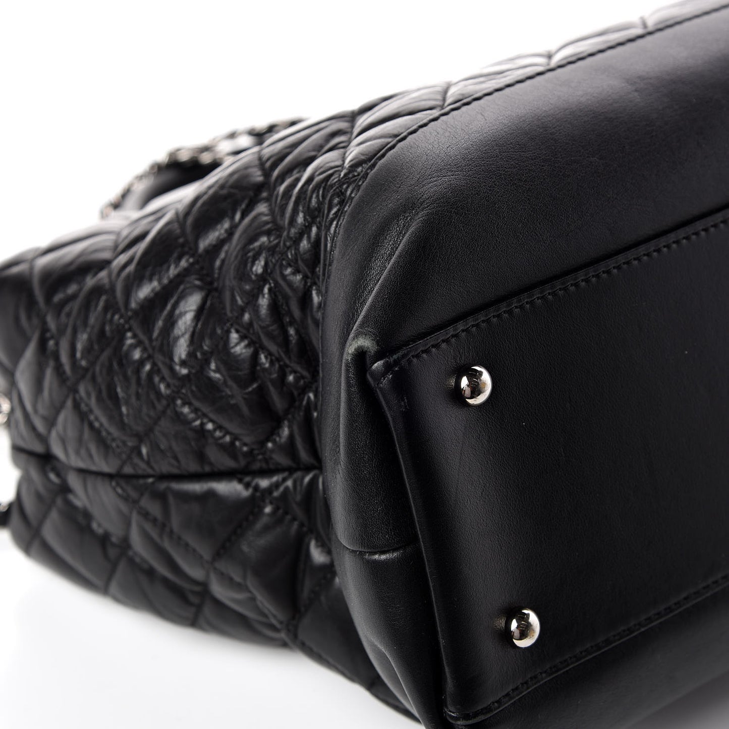 Aged Calfskin Quilted Be CC Tote Black