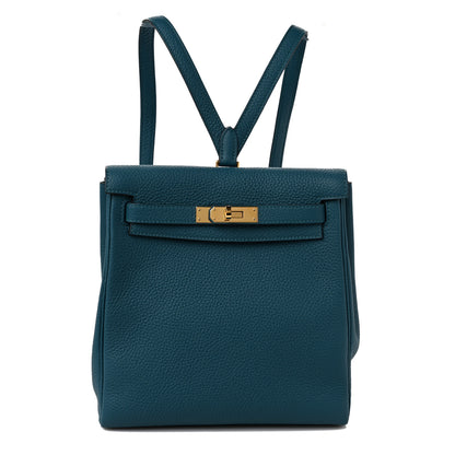 Hermes Taurillon Clemence Kelly Ado Backpack Vert Bosphore 1 of 8