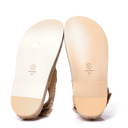 Chanel Braided Fabric Velcro Dad Sandals 40 Beige 5 of 6