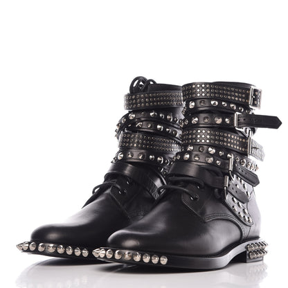 Saint Laurent Smooth Calfskin Studded Womens Punk Ranger Boots 40 Black 2 of 9